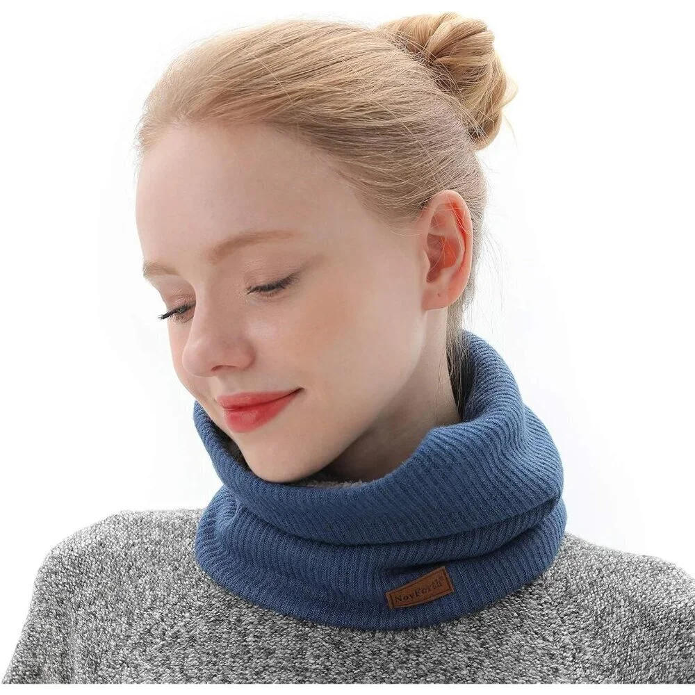Men's Blue Winter Ski Neck Gaiter Face Scarf Fleece Lined Windproof Scarves